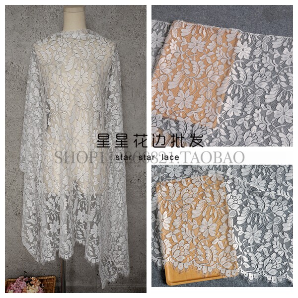 1米宽1.5米长 双色黑纱蕾丝花边布料刺绣服装婚纱家居材料DIY辅料