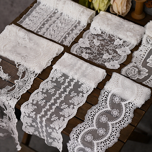 饰辅料 婚庆餐桌布装 出口双边棉线网纱蕾丝刺绣花边布料 DIY服装