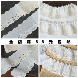 饰裙子下摆辅料皱褶荷叶边木耳边辅料 宽5.5cm棉布刺绣花边领口装