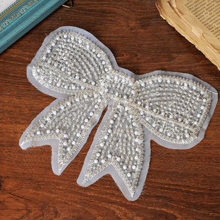 大号重工白银珠绣蕾丝刺绣亮片花边装饰手缝衣服帽子服装diy布贴