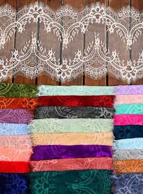 3米长 23厘米宽时尚双边睫毛软网纱蕾丝花边布料蕾丝手工装饰面料