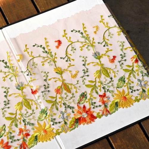 22cm宽高档外单欧美彩色碎花网纱绣花蕾丝布服装裙子内衣礼服花边