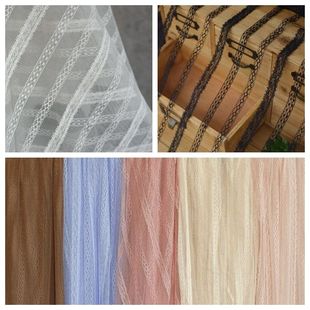 仙美竖条蕾丝网纱裙子面料 饰布艺 DIY手工服装 布料家纺窗帘背景装