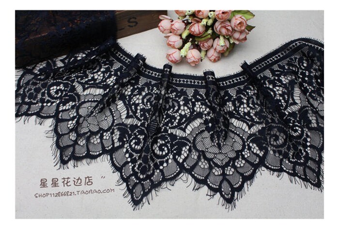 3米长 出口睫毛蕾丝花边辅料 DIY内衣袖子裙摆加长服装布料宽17cm