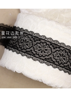 外贸高品质黑色骨线弹力小花边宽6.5cmDIY内衣袖子服饰拼接辅料