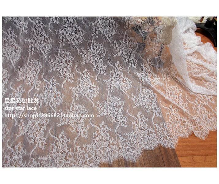 欧式服装婚纱礼服蕾丝面料 DIY睫毛花边辅料须须边服饰布料 lace