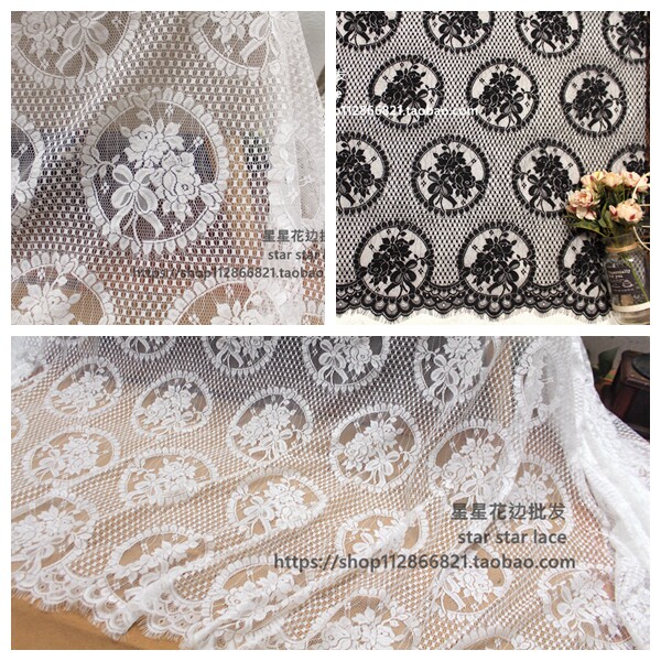 长3米 宽1.5米欧式大牌睫毛蕾丝花边布料DIY服装婚纱婚庆装饰面料