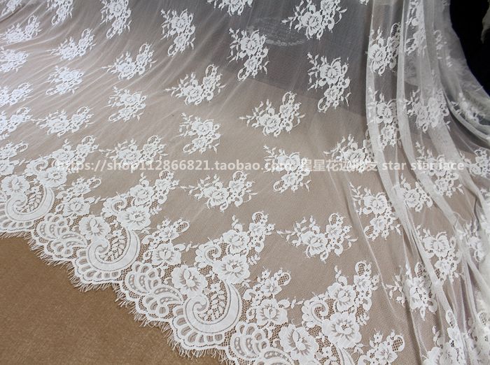 宽1.5米长3米蕾丝服装布料 连衣裙婚纱服装DIY睫毛面料须须边花边
