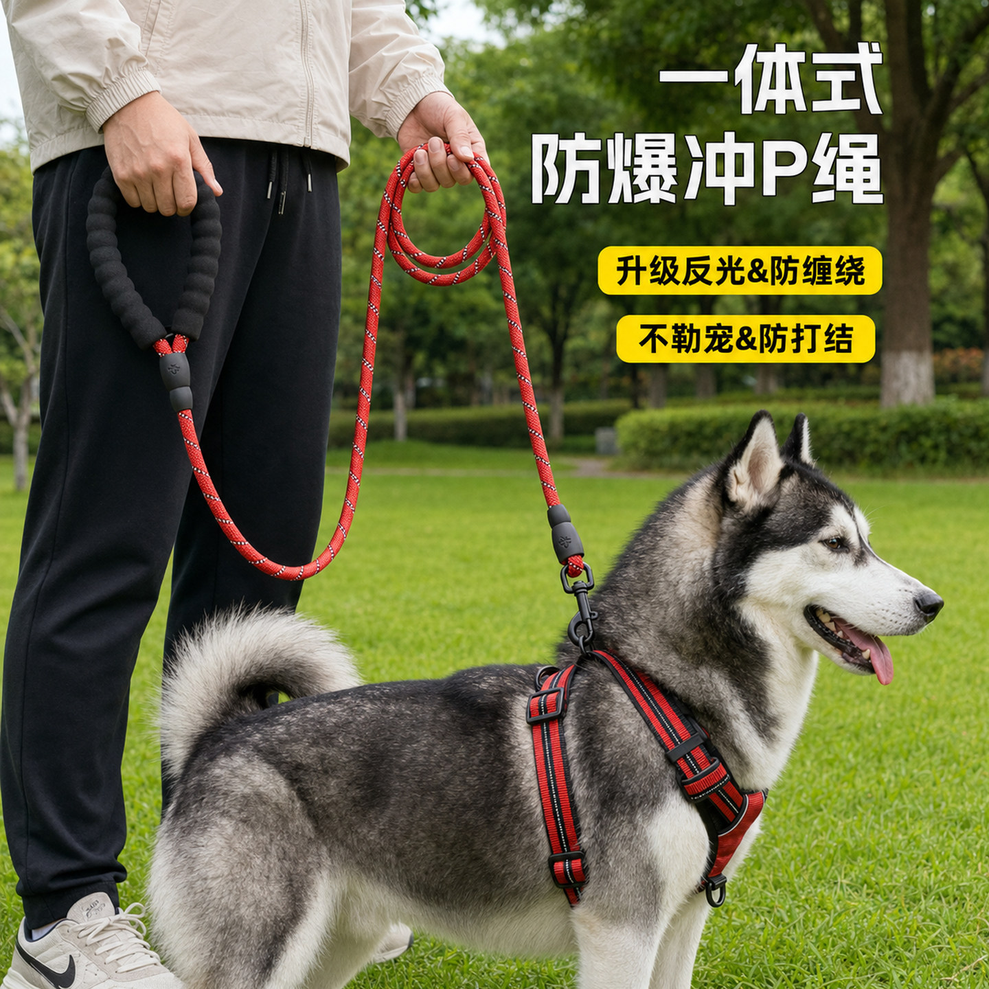 狗狗牵引绳反光安全出行泰迪金毛宠物大型中型小型犬遛狗牵引绳