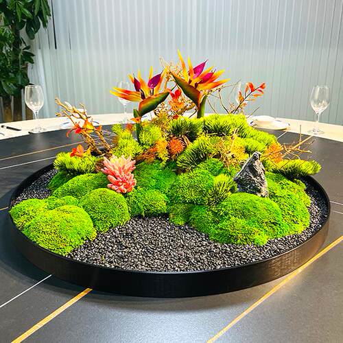 酒店大圆桌餐桌花摆花转盘装饰品