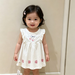 WBT旺贝特女童凉感飞袖冰感连衣裙夏季薄款A类亲肤透气家居裙外出