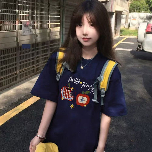 夏季复古宽松纯棉短袖T恤女