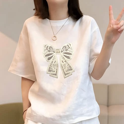 夏季新款韩系宽松纯棉短袖T恤女小众设计感百搭显瘦上衣白色半袖