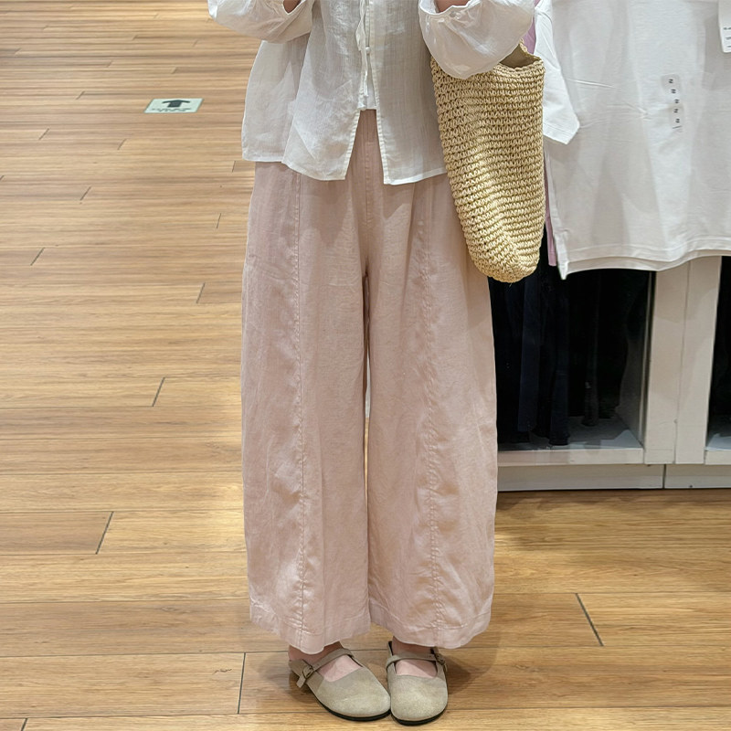 活力象夏季亚麻孕妇九分阔腿裤