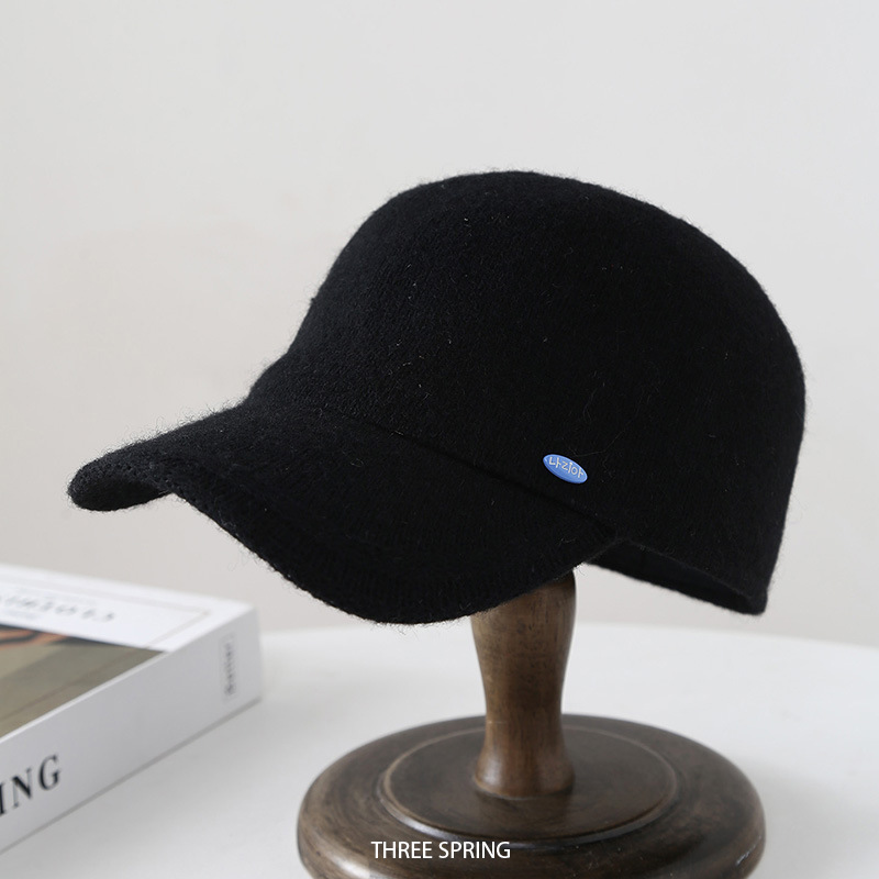 帽子女款2025年秋冬新款复古羊毛横纹马术帽显脸小气质平顶报童帽