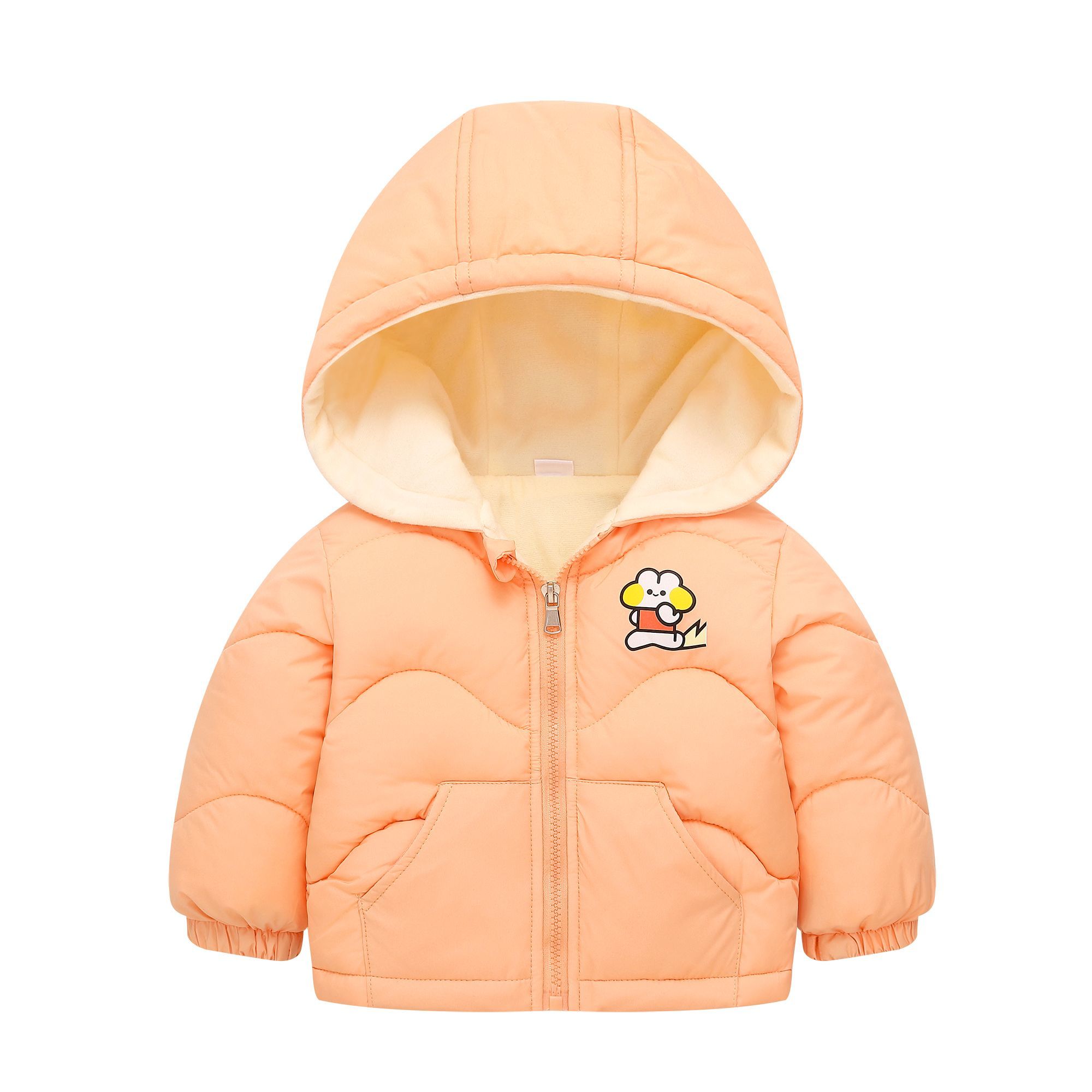叮当猫新款儿童棉服宝宝秋冬女童加绒加厚棉衣小童外套连帽棉袄