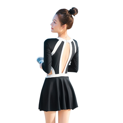Coddrm拼接女裙式平角镂空泳装