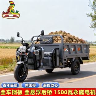凤凰大车厢电动三轮车电瓶车爬坡家用农用载重王拉货大功率可上牌