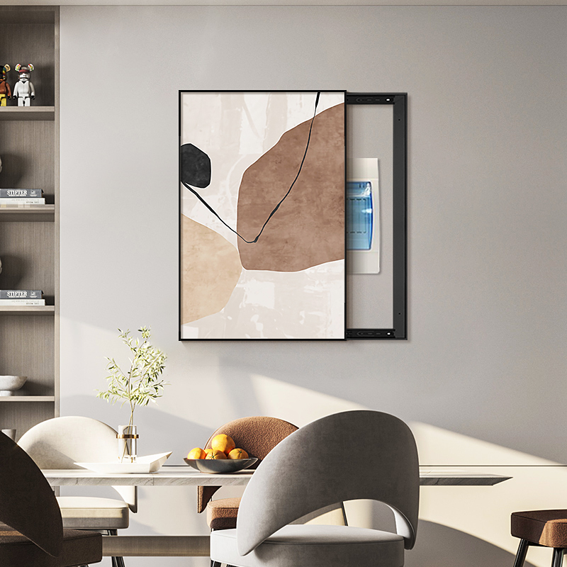 定做侘寂风箱电画表画装饰竖版画抽象艺厅关术餐挂电闸箱挡空气开