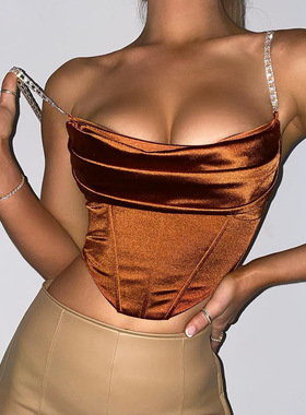 Fashionable sexy fishbone crop top for women鱼骨露脐短款上衣