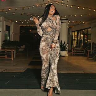 Snake print sexy slim fit dress蛇纹印花性感修身气质连衣裙女