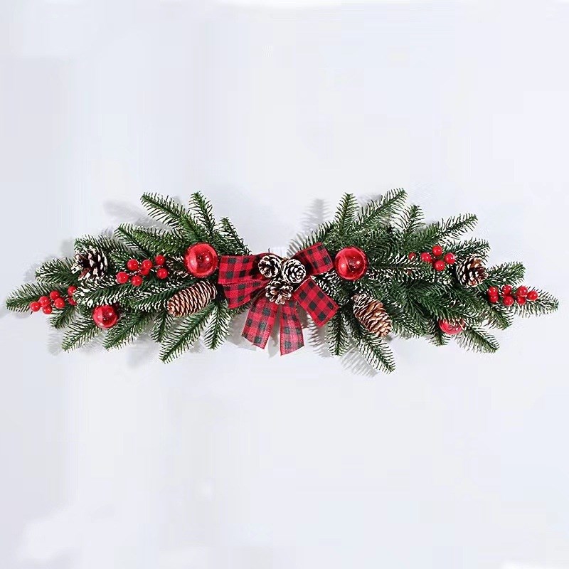 圣诞节装饰PE藤枝倒挂树圣诞花环牛角藤门挂藤条商场店铺门头布置