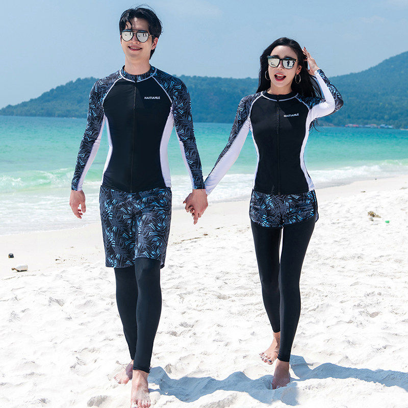 情侣潜水服男女款全身防晒长袖长裤两件式水母泳衣冲浪服浮潜游泳
