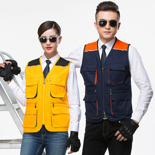 户外多口袋马甲男式 志愿者义工广告小记者摄影工作服背心定制印字