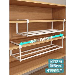 家用收纳架免安装 置物架省空间神器 分层隔板可伸缩下挂式 悬挂拖鞋