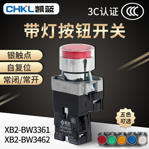 自复位带灯按钮开关绿色