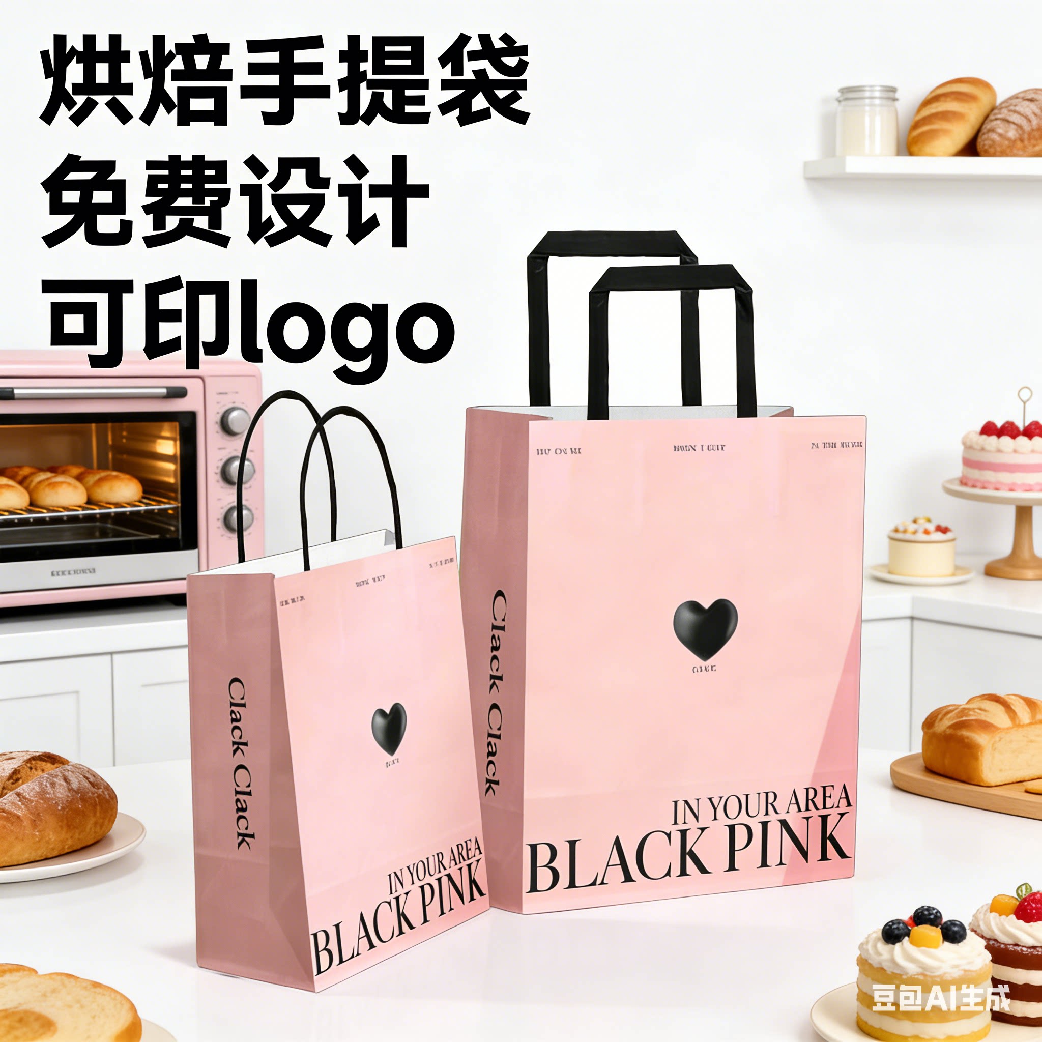 甜品打包袋烘焙手提袋定制牛皮纸袋面包蛋糕店纸袋礼品袋外卖袋子