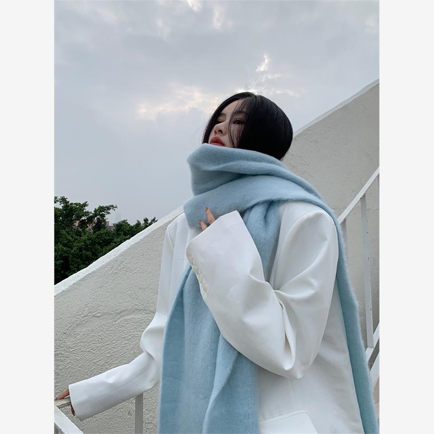 日本STELU纯色围巾女秋冬新款韩版ins时尚百搭设计感外搭高级围脖