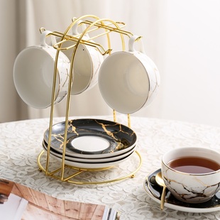 妙满屋咖啡杯碟架子4杯6杯花茶杯铁艺挂架简约家用置物架子