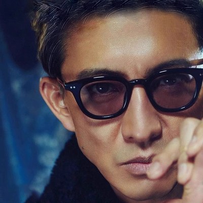 木村拓哉手工黑框板材眼镜男变色