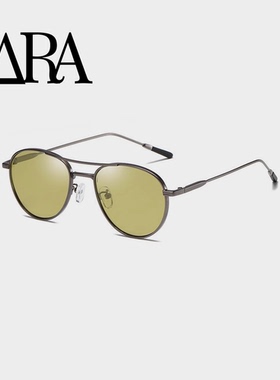 时尚飞行员圆框太阳眼镜双梁浅色