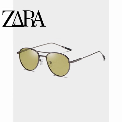 时尚飞行员圆框太阳眼镜双梁浅色