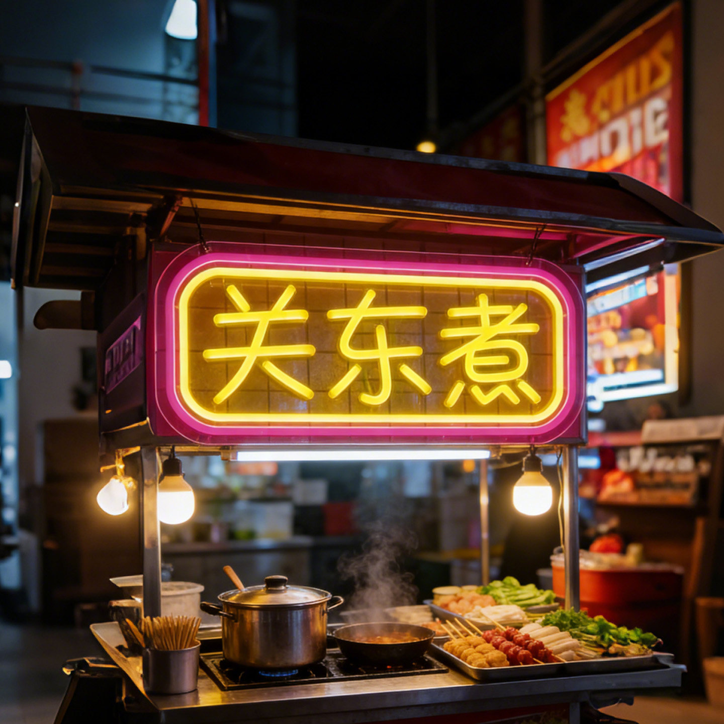 美食街夜市小吃霓虹灯招牌可定制