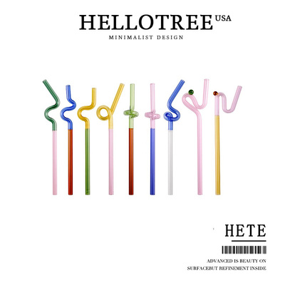 彩色玻璃吸管异形日式可爱耐高温