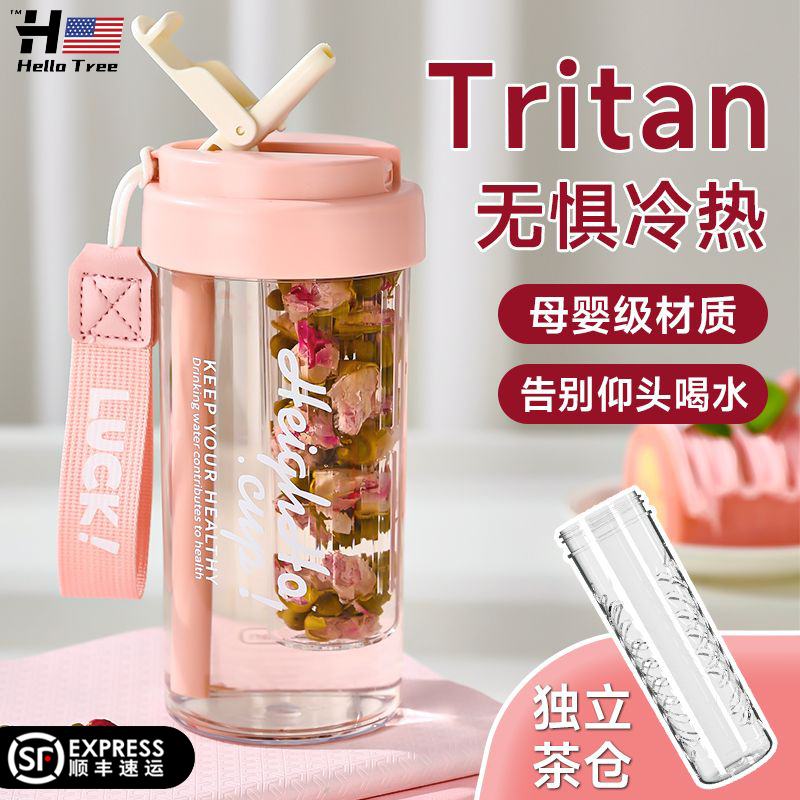 tritan水杯塑料咖啡杯夏天女生高颜值小水瓶耐高温便携杯子办公室-封面