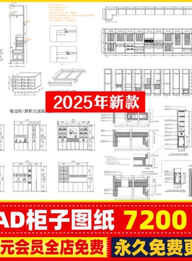 家装衣柜酒橱柜子榻榻米书柜鞋柜家具CAD图库平立面施工图纸设计