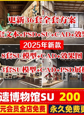 中式传统民俗布艺刺绣皮影戏剧非遗文化展厅博物展览馆SU模型CAD