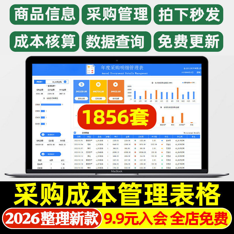 采购成本管理Excel表格进度成本利润核算表