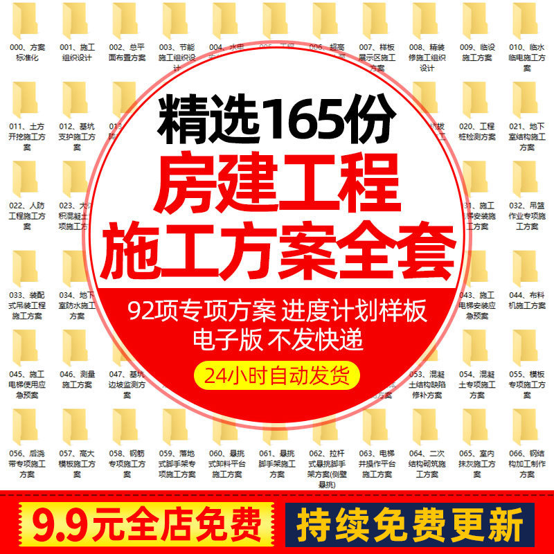 房建工程施工组织全套方案进度计划基础项目专项计算书预算模板集