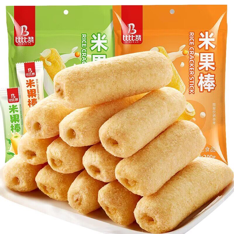 比比赞夹心米果卷能量棒糙米饼干夹心小吃休闲解馋零食品200g批发