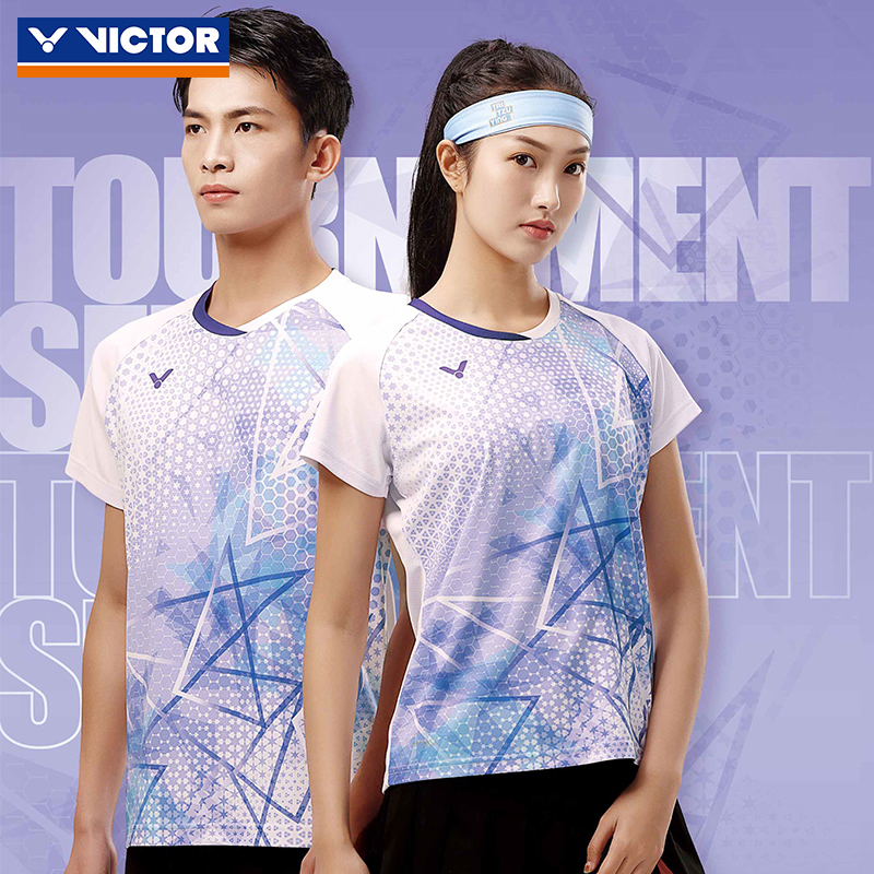 新款victor胜利羽毛球服男女短袖速干T恤球星同款专业T-40001TD