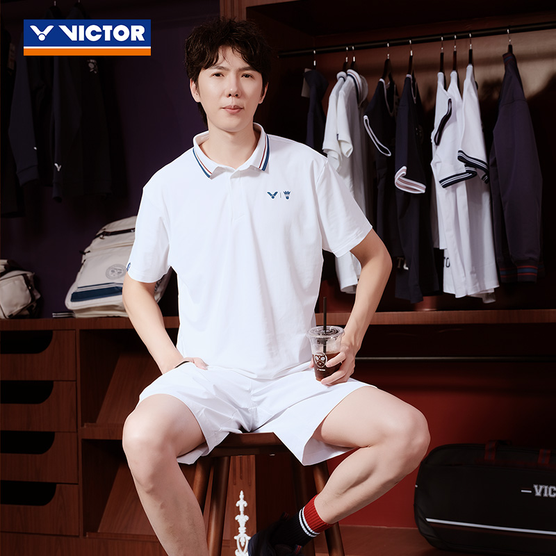 胜利俱乐部系列羽毛球服针织短袖