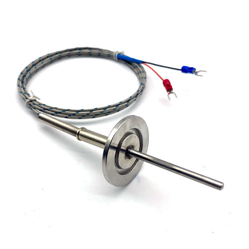 KF真空盲板K型铠装热电偶PT100热电阻CF法兰温度传感X器可弯曲探