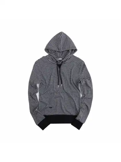 Tear Heaven Tear Dh Black and White Striped Hoodie Slim Fit Hediboy Skinny