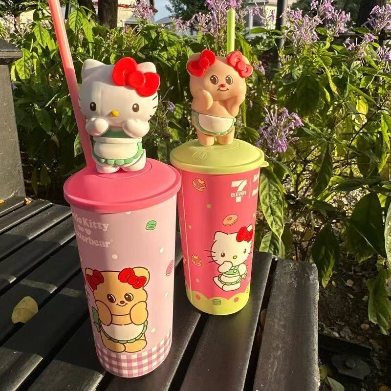 HelloKitty猫可爱扭扭吸管杯