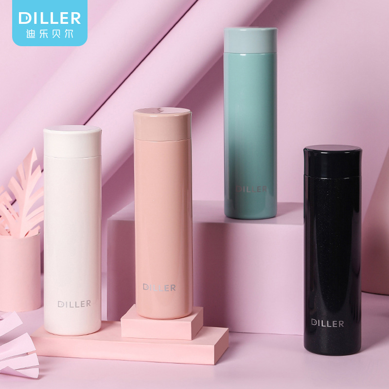Diller旋薄316不锈钢保温杯 镜面轻量水杯便携商务礼品logo保温杯